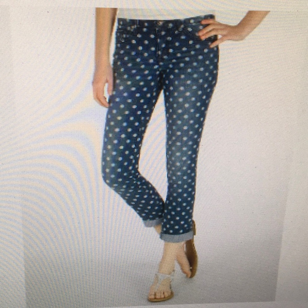JESSICA SIMPSON/“FOREVER LOW RISE BLUE & WHITE POLKADOT JEANS